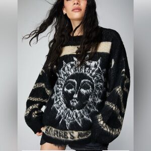 Black and Cream Sun Pattern Sweater
